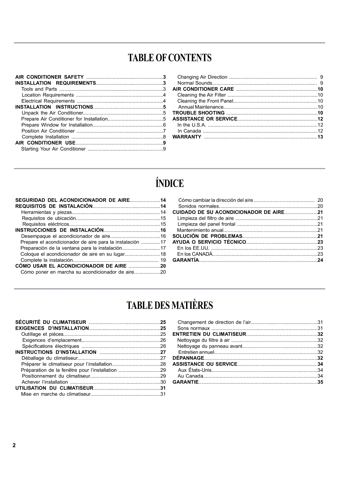 Haier HWF05XCK-L, HWF05XCK-T, HWF05XCK-E manual Tableofcontents, Índice, Tabledesmatières 