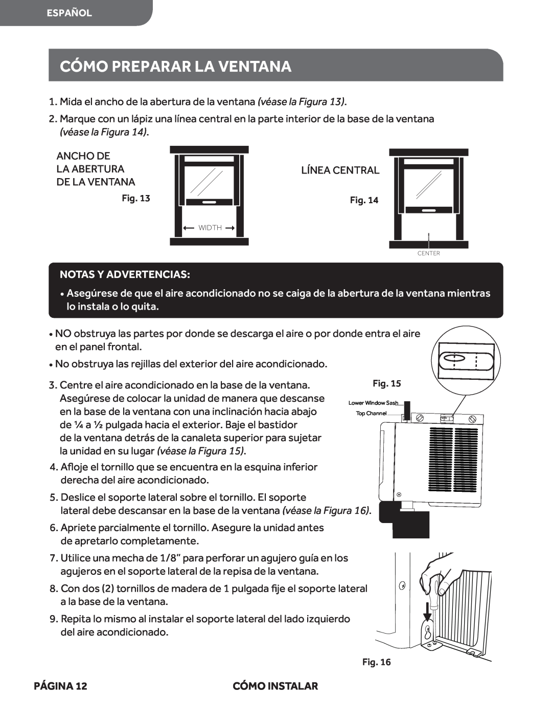 Haier HWF05XCL manual Cómo Preparar La Ventana, Notas Y Advertencias, Página 