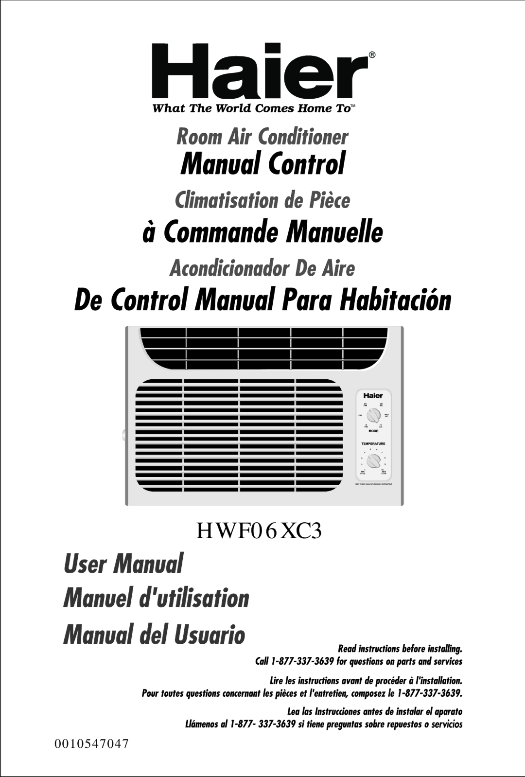 Haier HWF06XC3 manual 