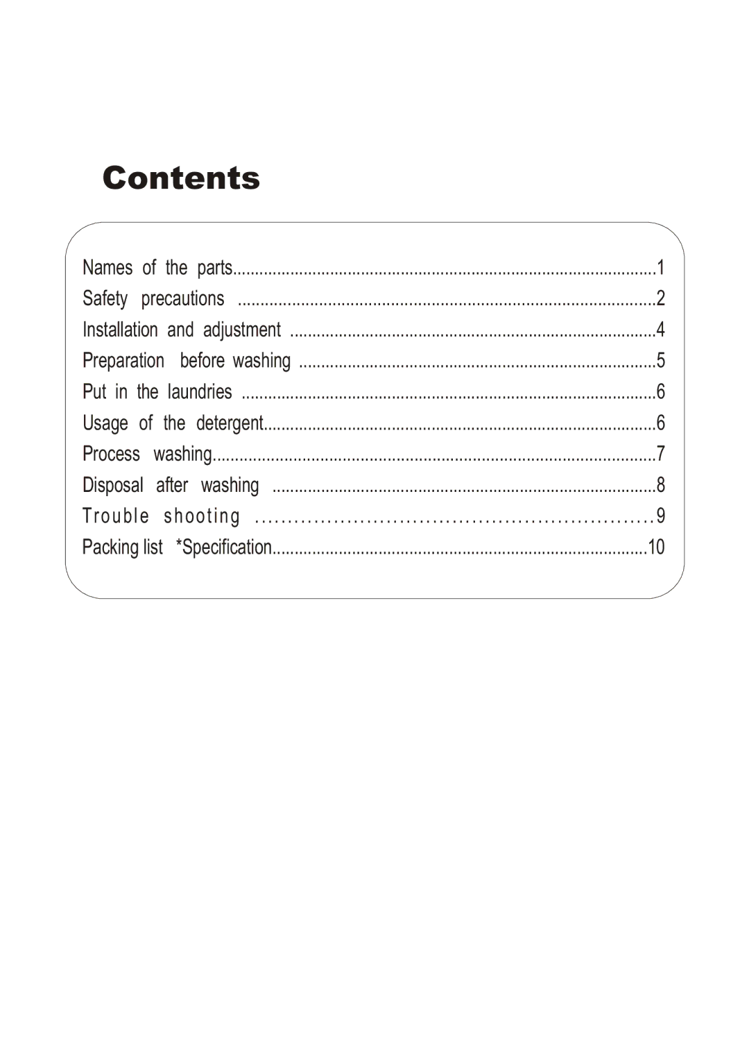 Haier HWM-2.0/S user manual Contents 