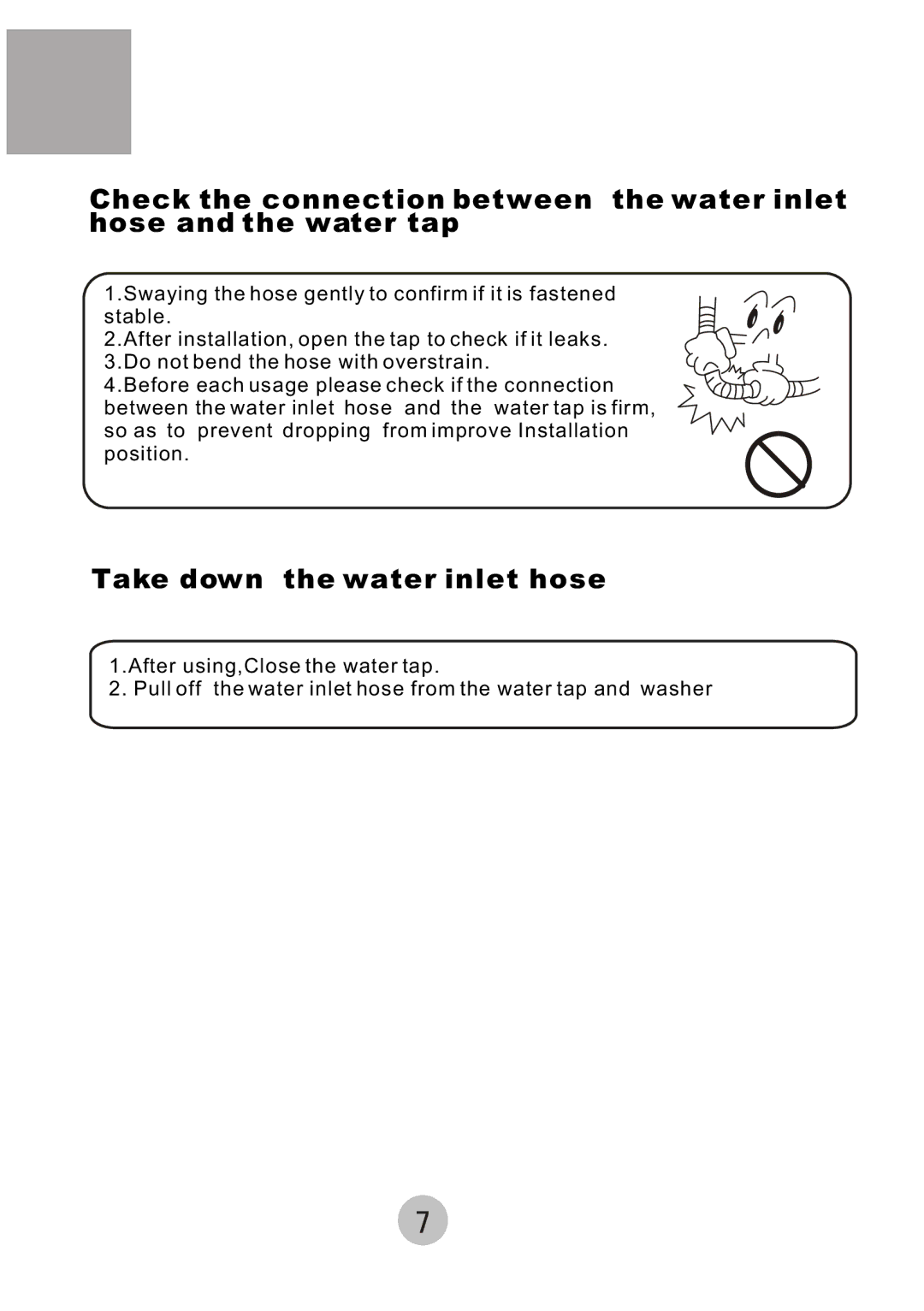 Haier HWM-6.5/S user manual Take down the water inlet hose 