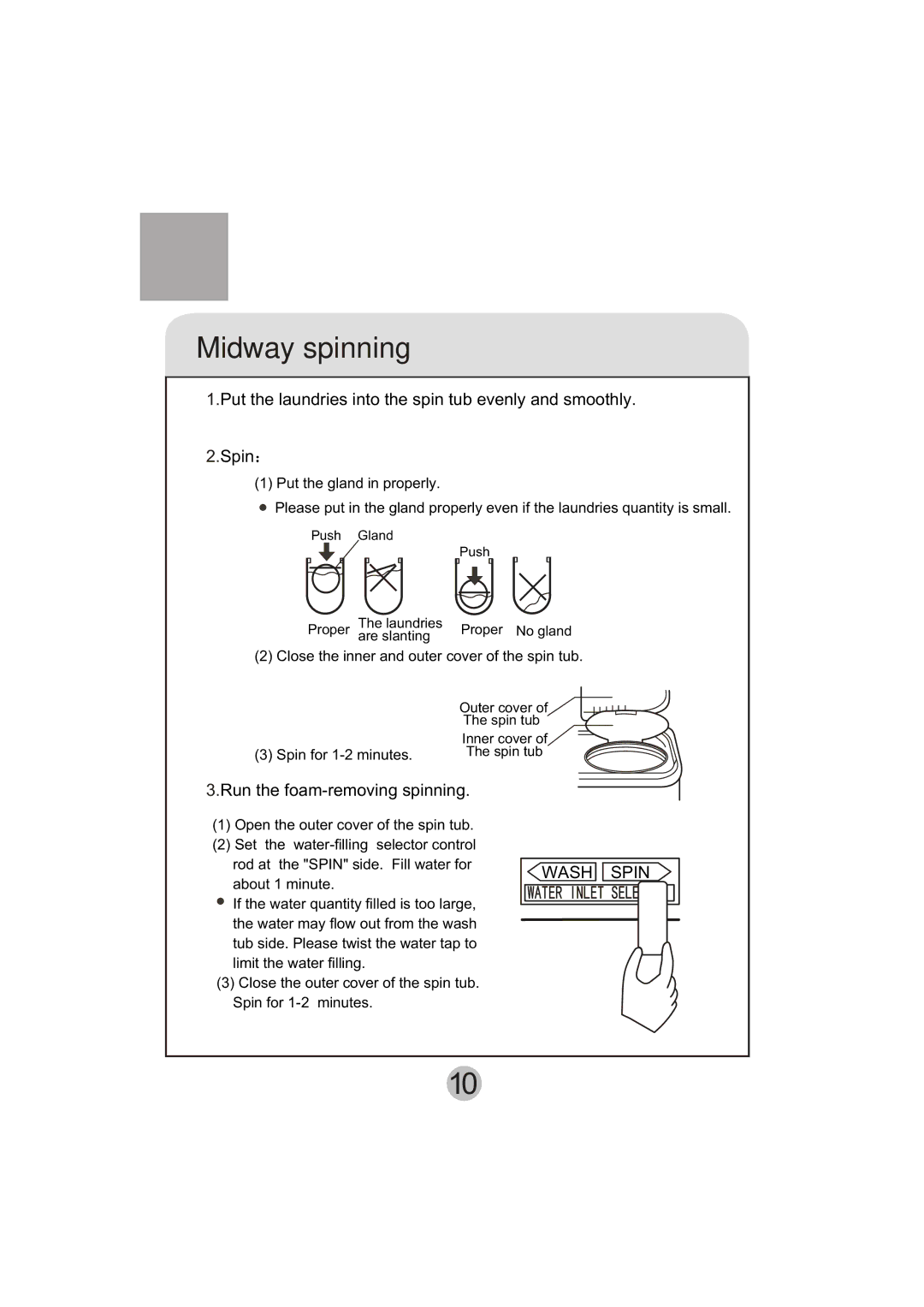 Haier HWM110-23BS user manual Midway spinning 