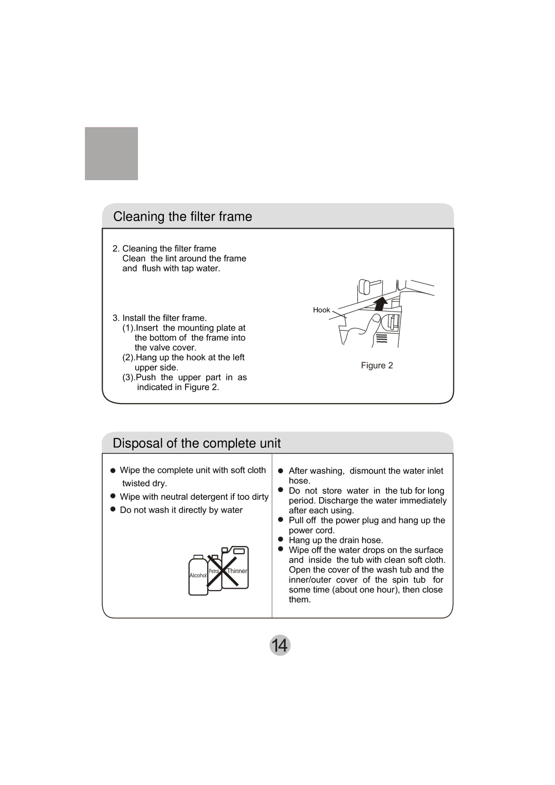 Haier HWM110-23BS user manual Cleaning the filter frame 