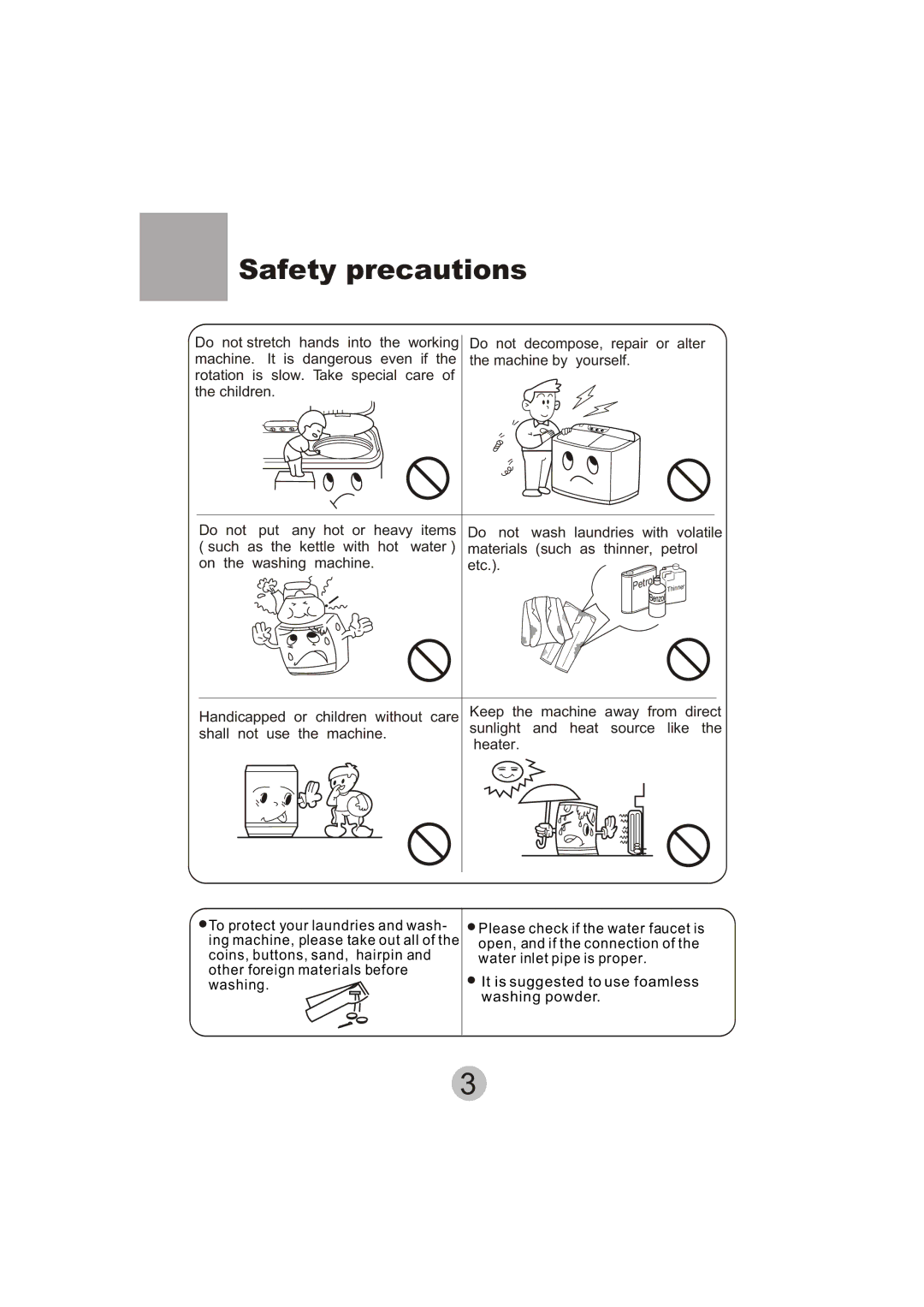 Haier HWM110-23BS user manual Safety precautions 