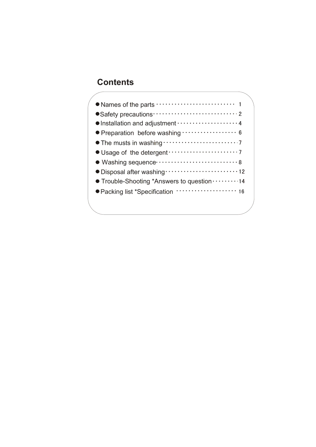 Haier HWM150-0523S user manual Contents 