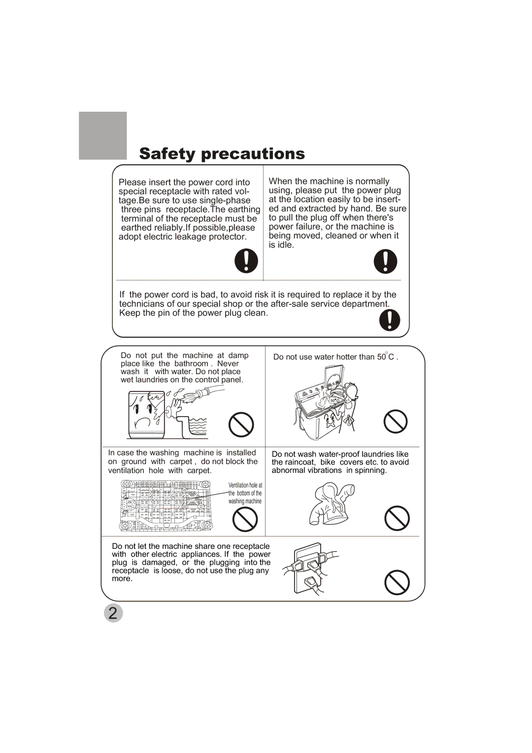 Haier HWM150-0523S user manual Safety precautions 