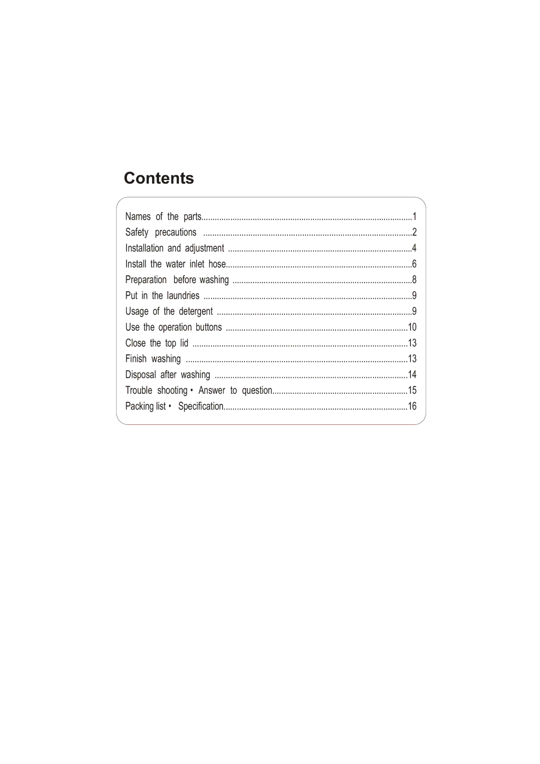 Haier HWM50-10B user manual Contents 