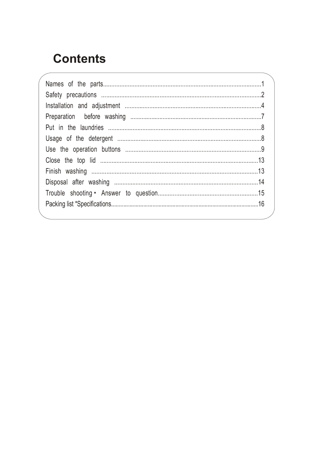 Haier HWM55-10 user manual Contents 