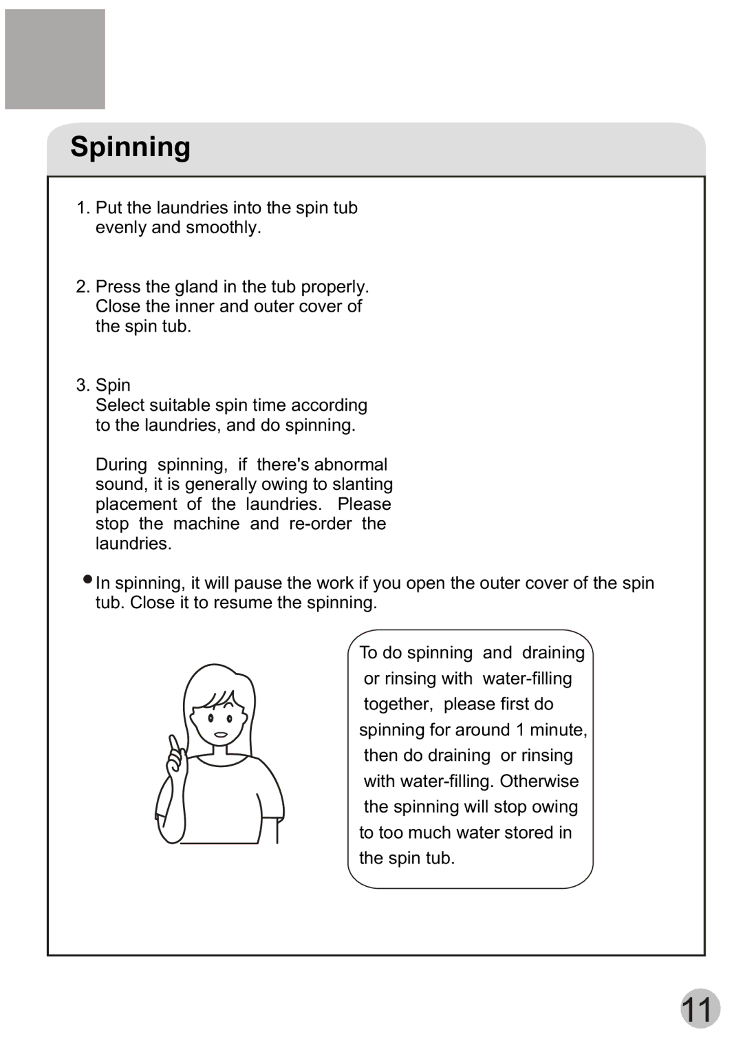 Haier HWM55-13S user manual Spinning 