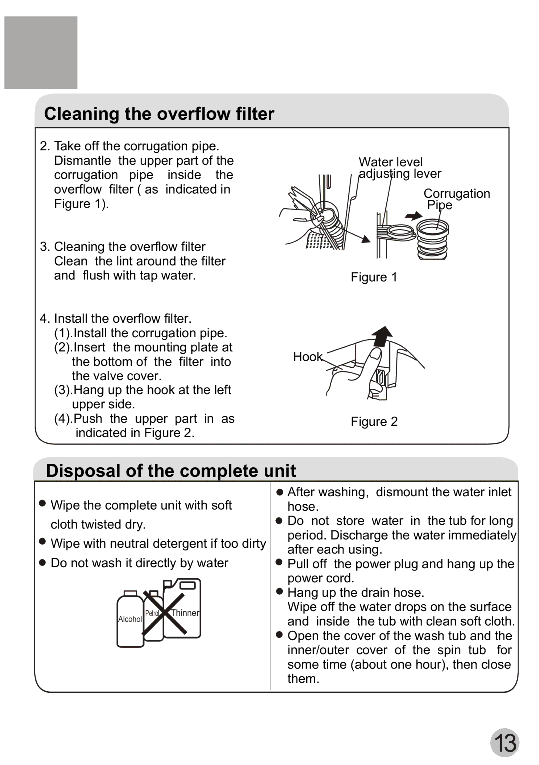 Haier HWM55-13S user manual Cleaning the overflow filter 