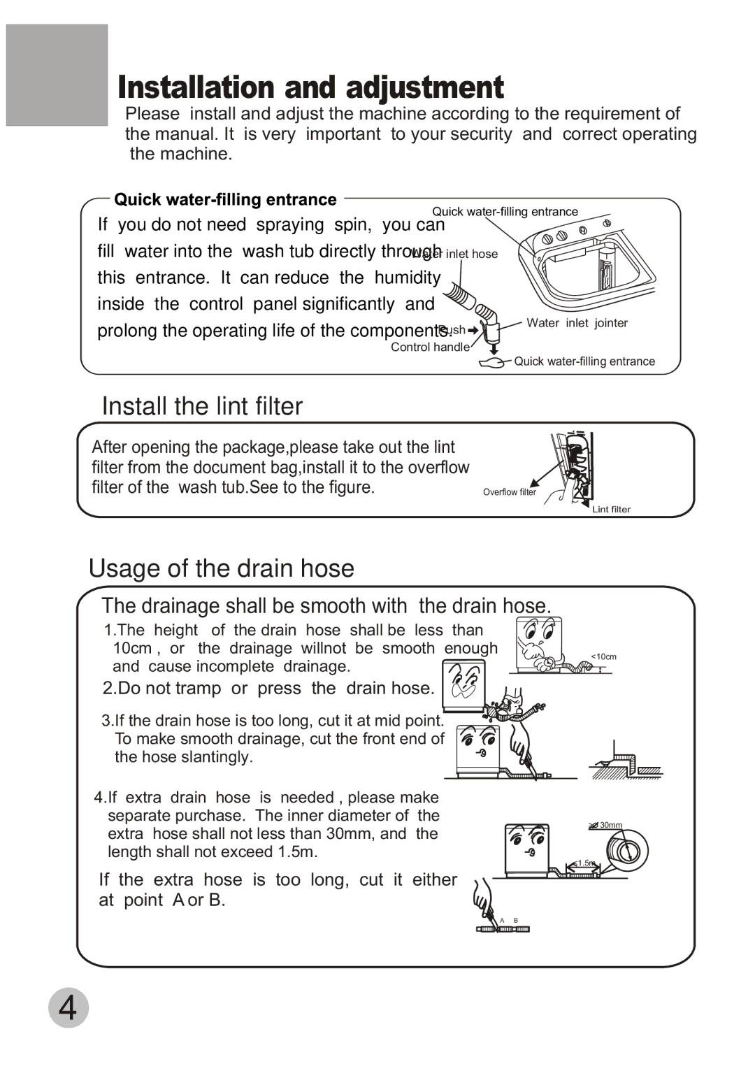 Haier HWM55-13S user manual Do not tramp or press the drain hose 