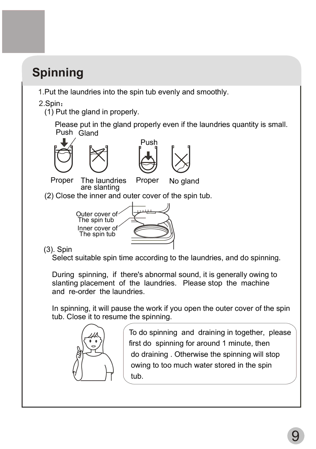 Haier HWM55-23BS user manual Spinning 