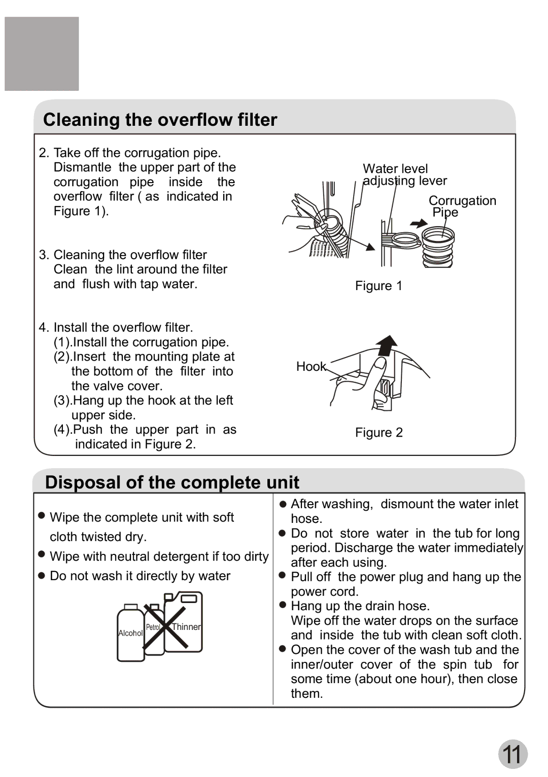 Haier HWM55-23BS user manual Cleaning the overflow filter 