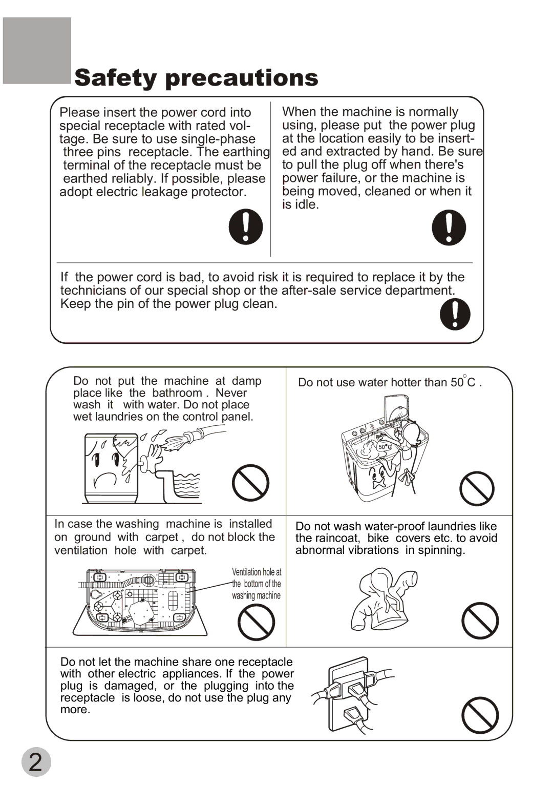 Haier HWM55-23BS user manual Safety precautions 