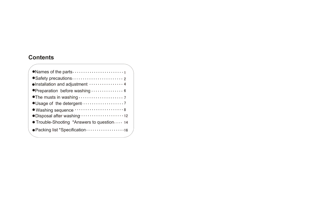 Haier HWM60-113S user manual Contents 