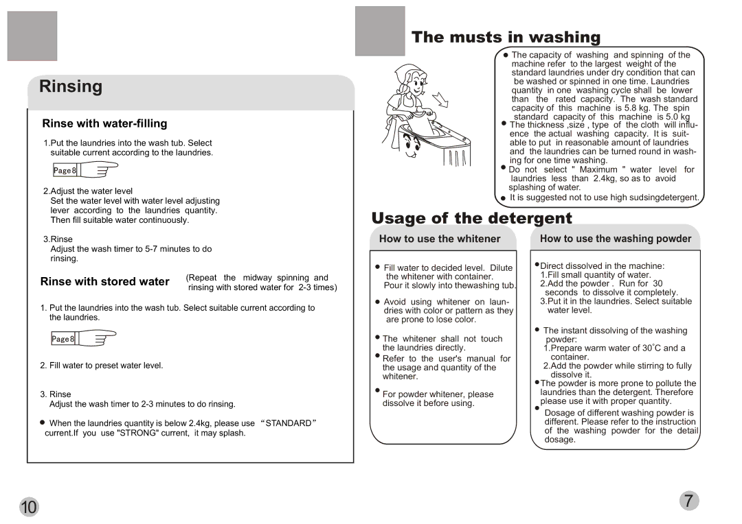 Haier HWM60-113S user manual Musts in washing, Usage of the detergent 