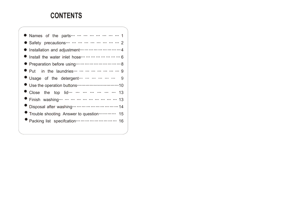 Haier HWM65-0566 user manual Contents 