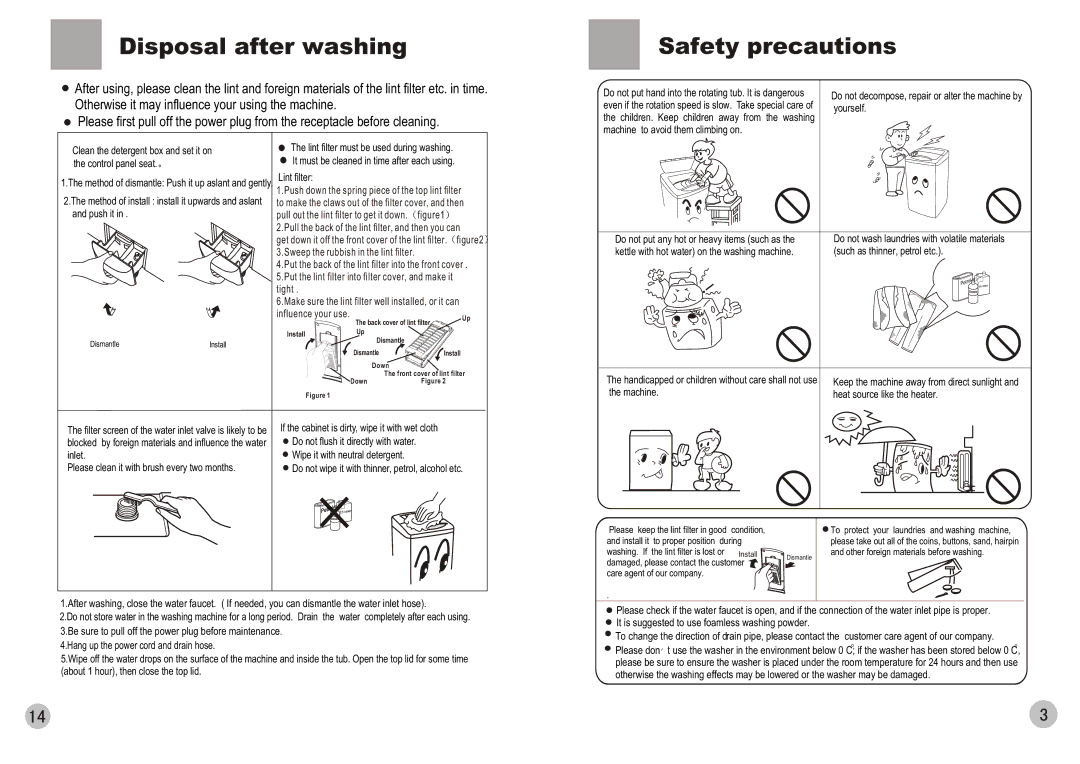 Haier HWM65-0566 user manual Disposal after washing Safety precautions 