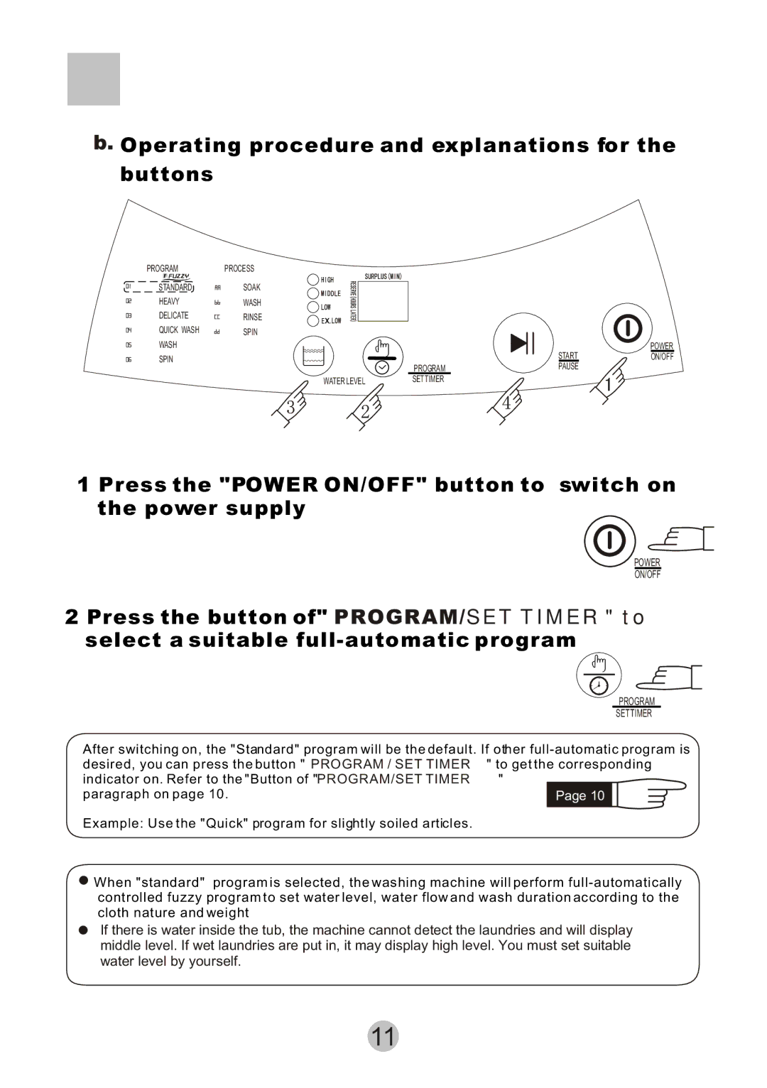 Haier HWM6815 user manual Operating procedure and explanations for Buttons 