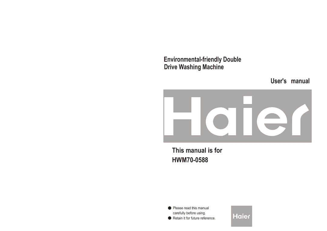 Haier HWM70-0588 user manual 