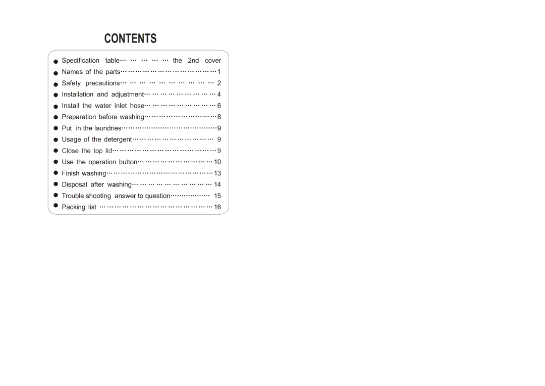 Haier HWM70-0588 user manual Contents 