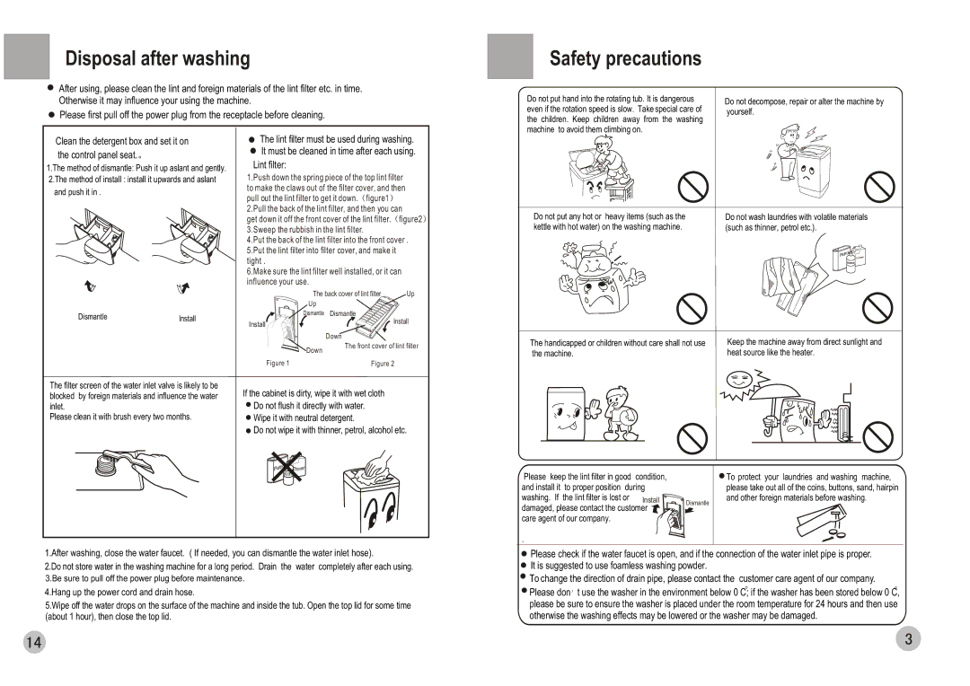 Haier HWM70-0588 user manual Disposal after washing 