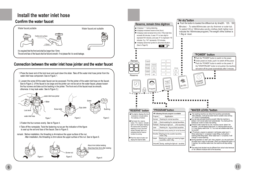 Haier HWM70-0588 user manual Install the water inlet hose, Confirm the water faucet 