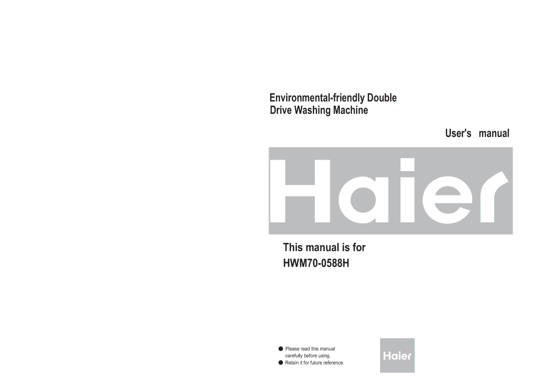 Haier HWM70-0588H user manual 