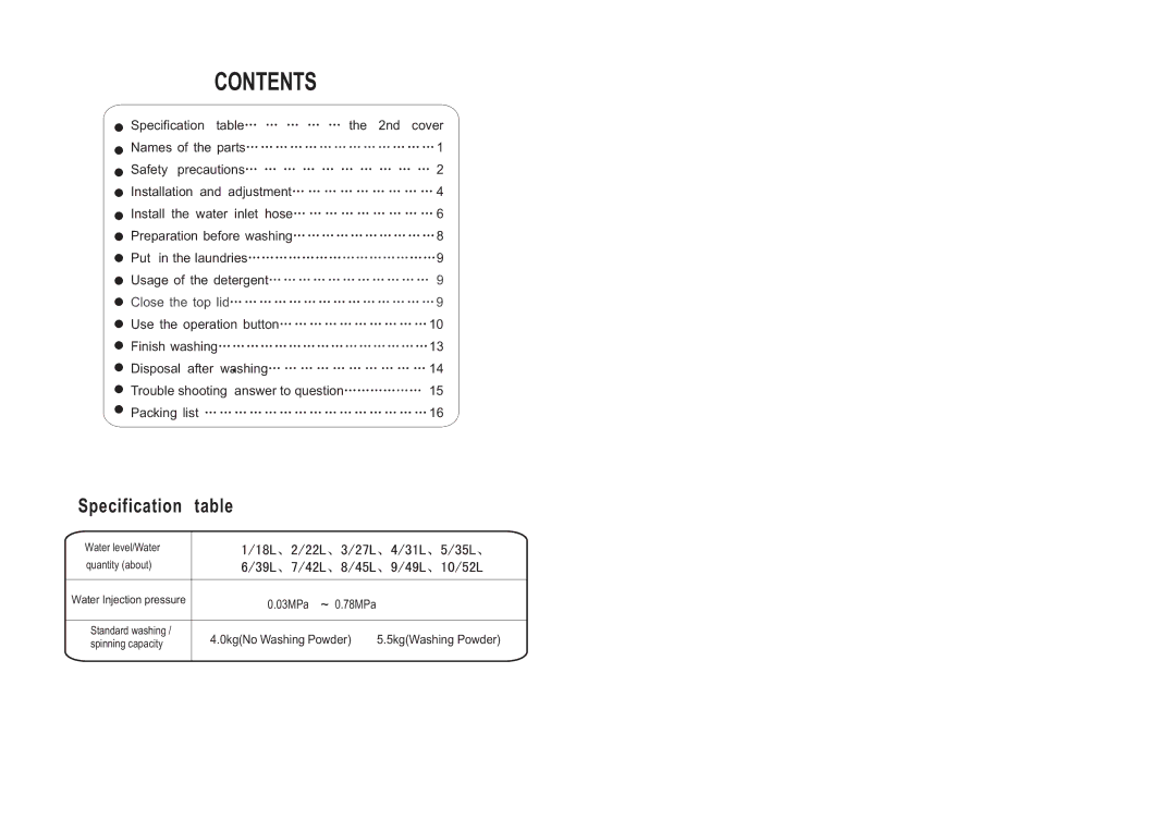 Haier HWM70-0588H user manual Contents 