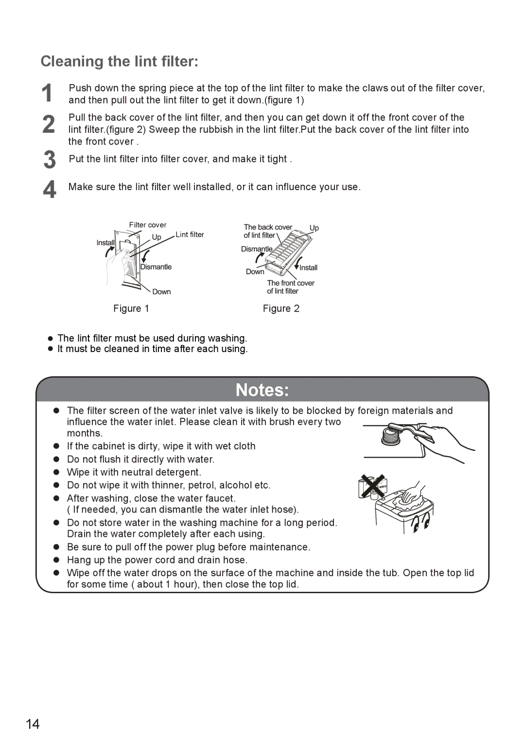 Haier HWM70-918NZP user manual Cleaning the lint ﬁlter 