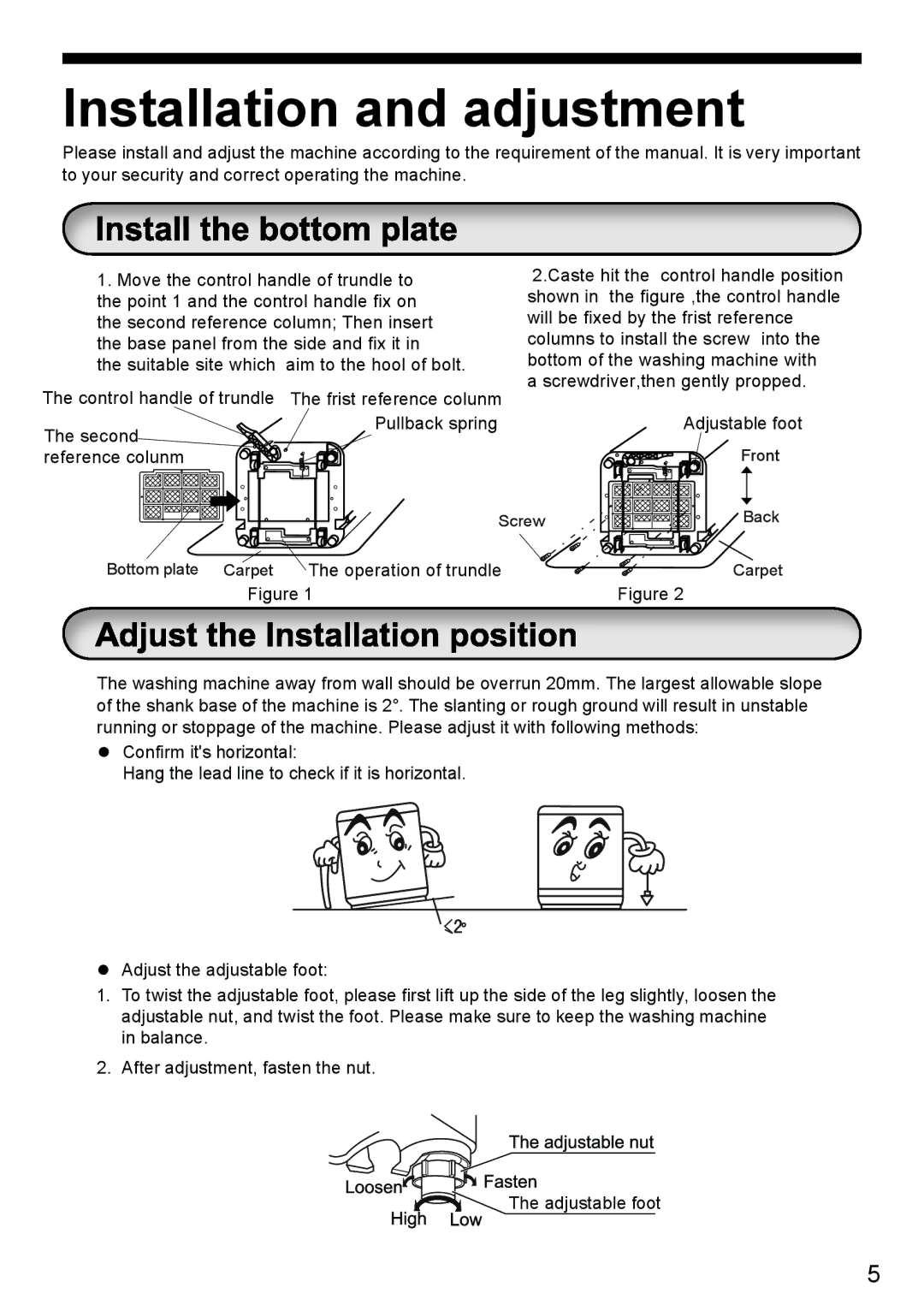 Haier HWM70-918NZP user manual Installation and adjustment 