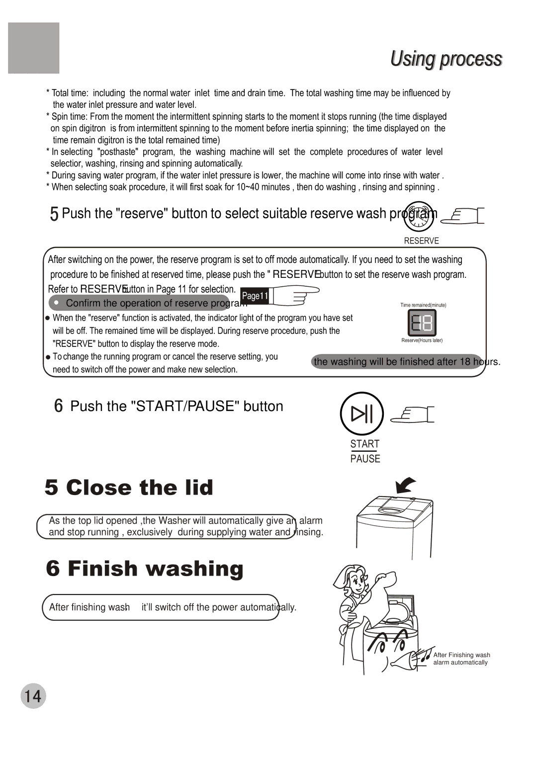 Haier HWM70-98 user manual Close the lid, Finish washing 