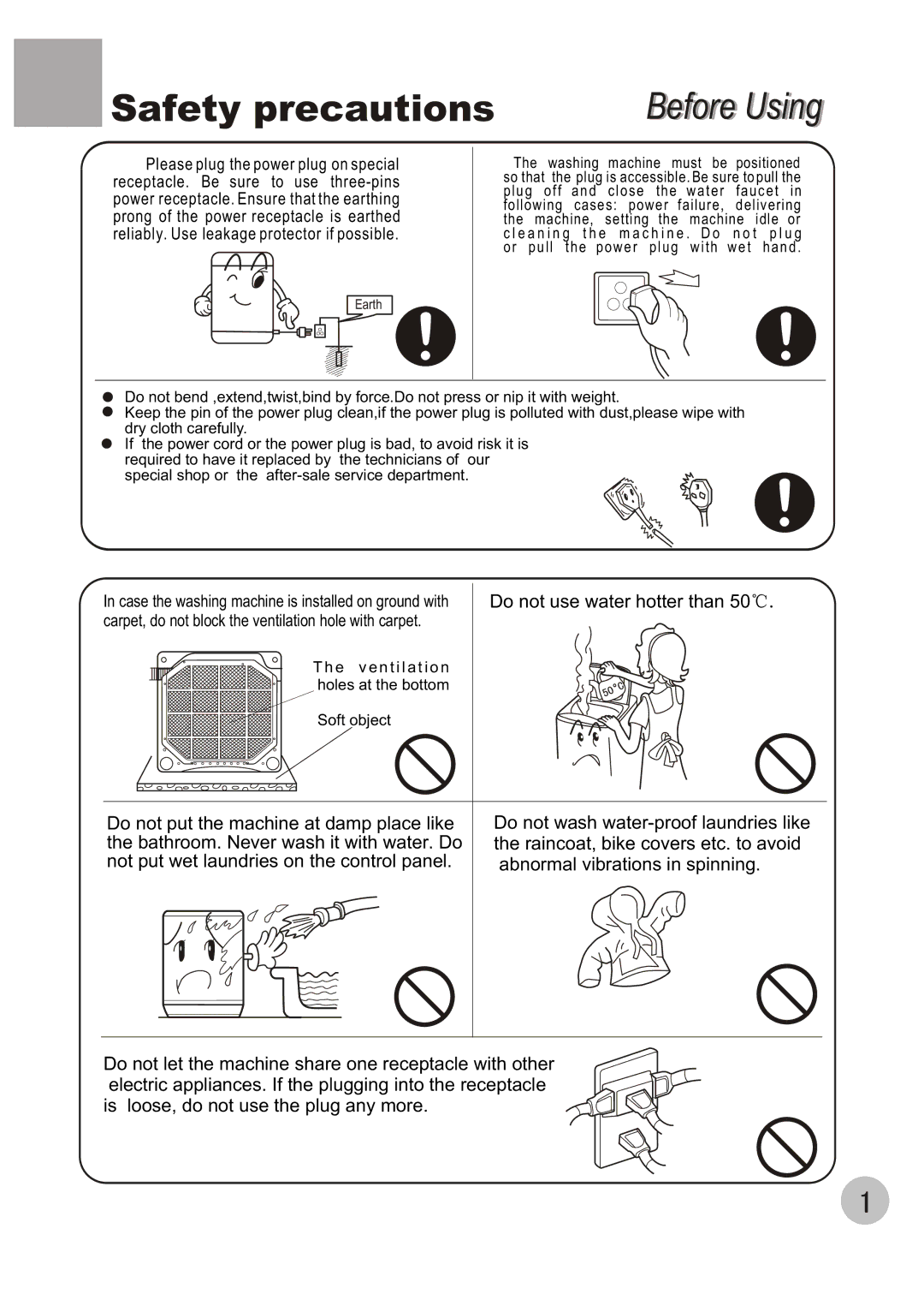 Haier HWM70-98 user manual Safety precautions 