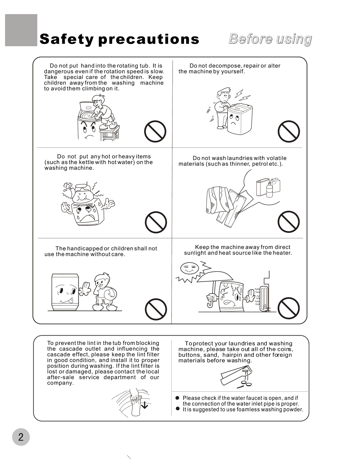 Haier HWM70-A user manual Safety precautions 