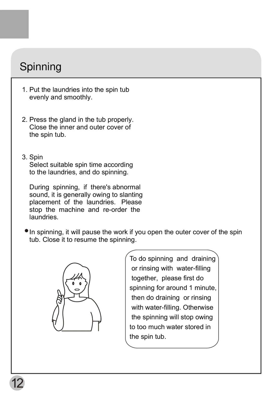 Haier HWM75-113S user manual Spinning 