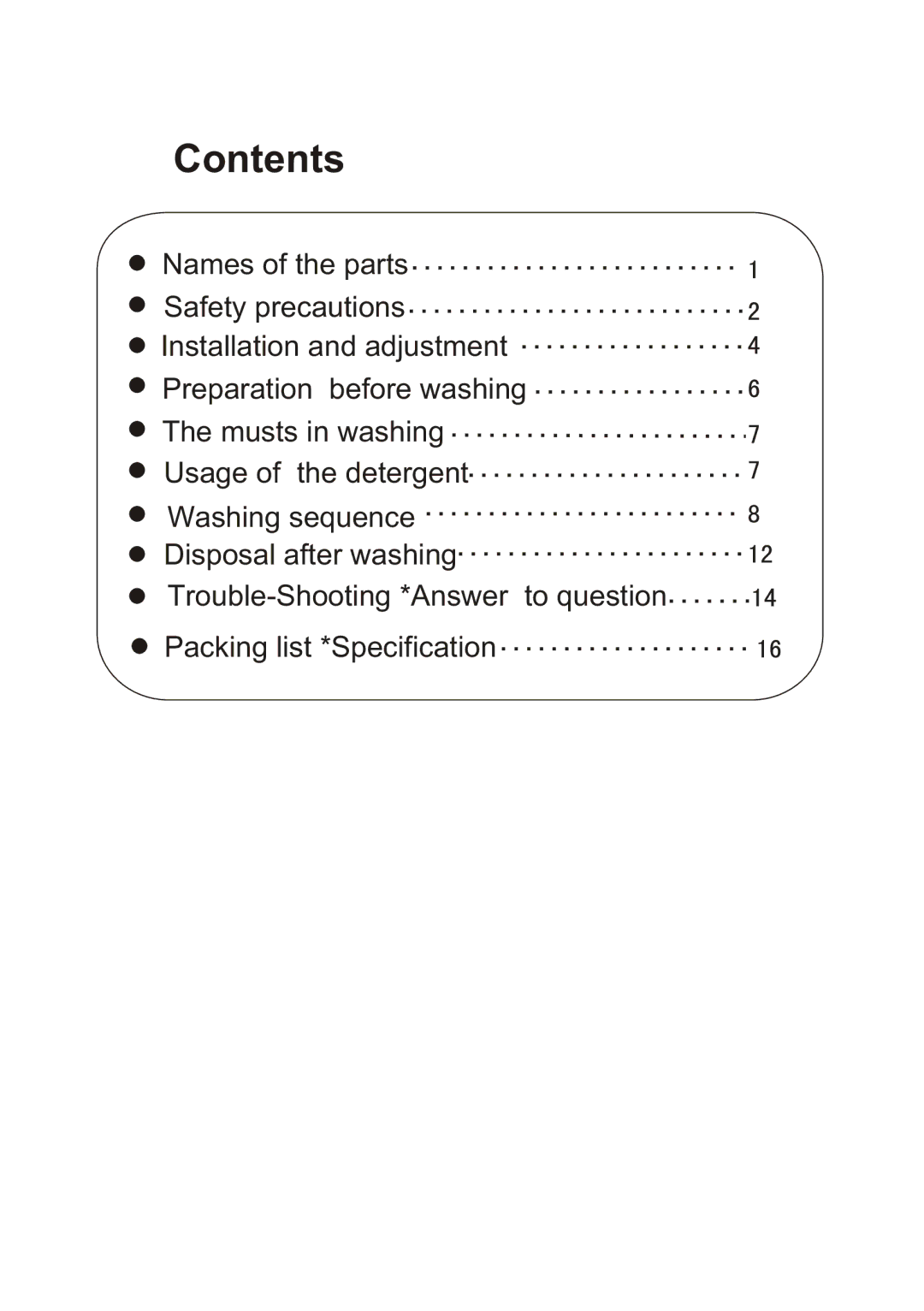 Haier HWM75-276S user manual Contents 