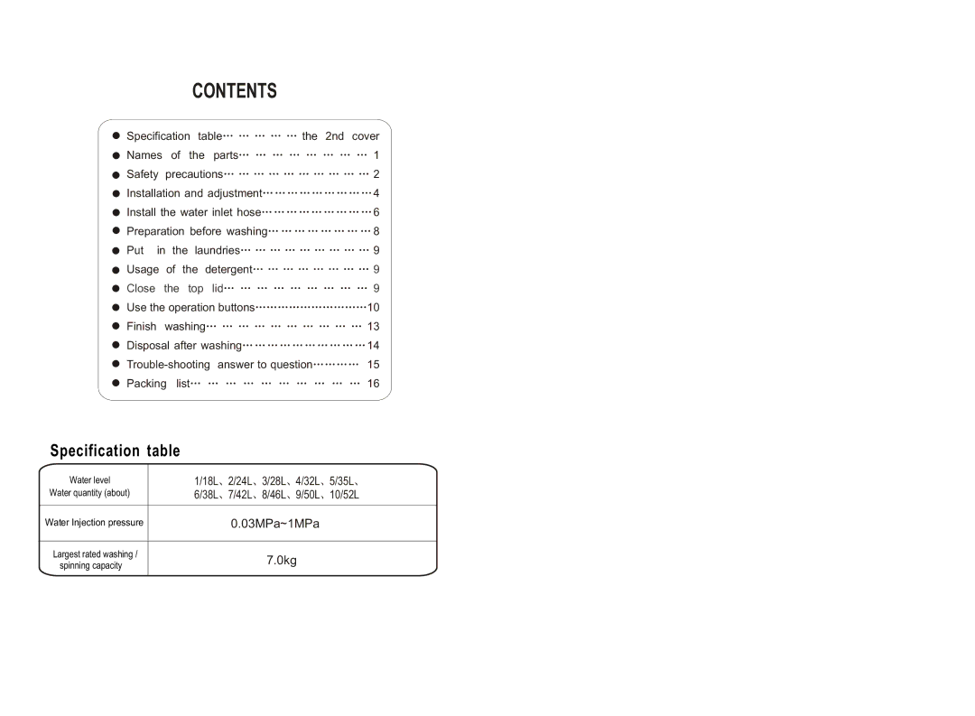 Haier HWM78-0528T user manual Contents 