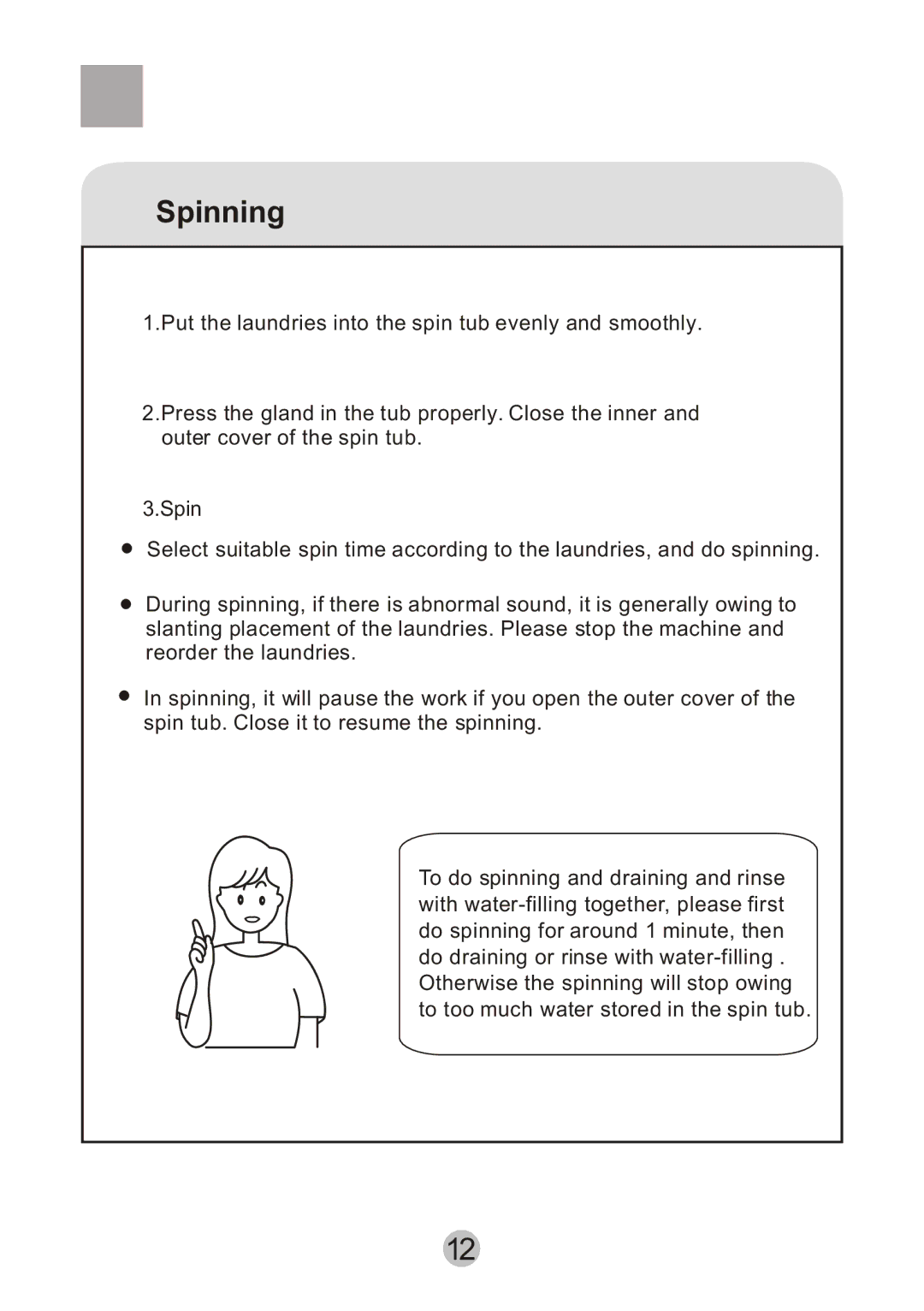 Haier HWM80-0626S user manual Spinning 