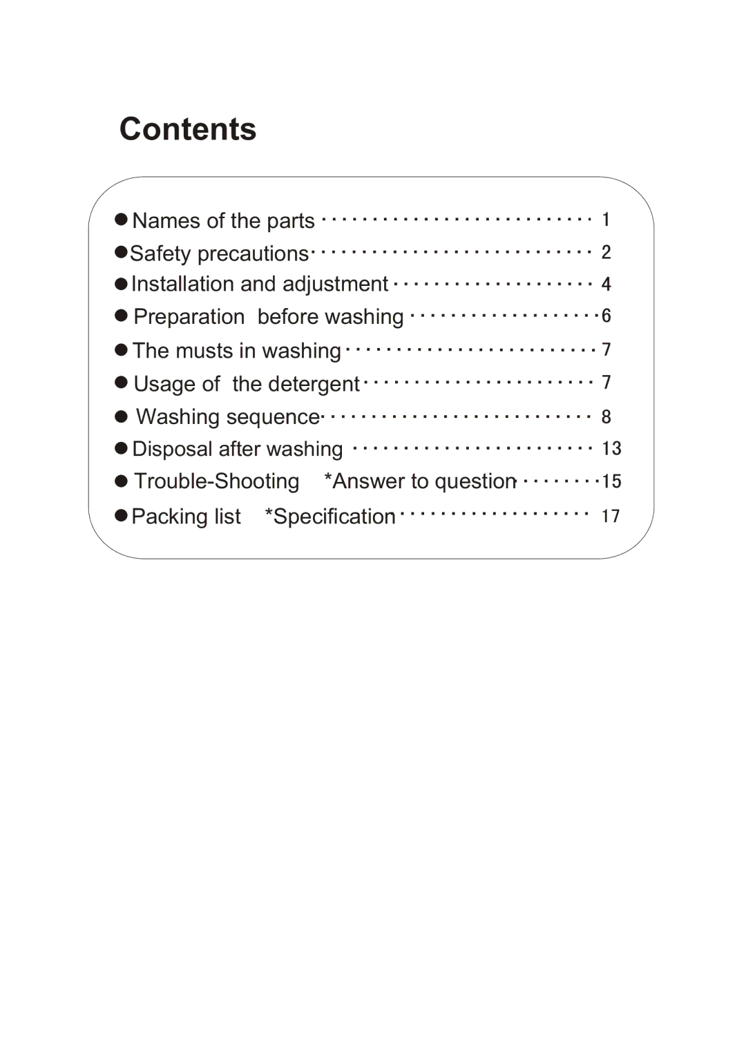 Haier HWM80-0626SH user manual Contents 