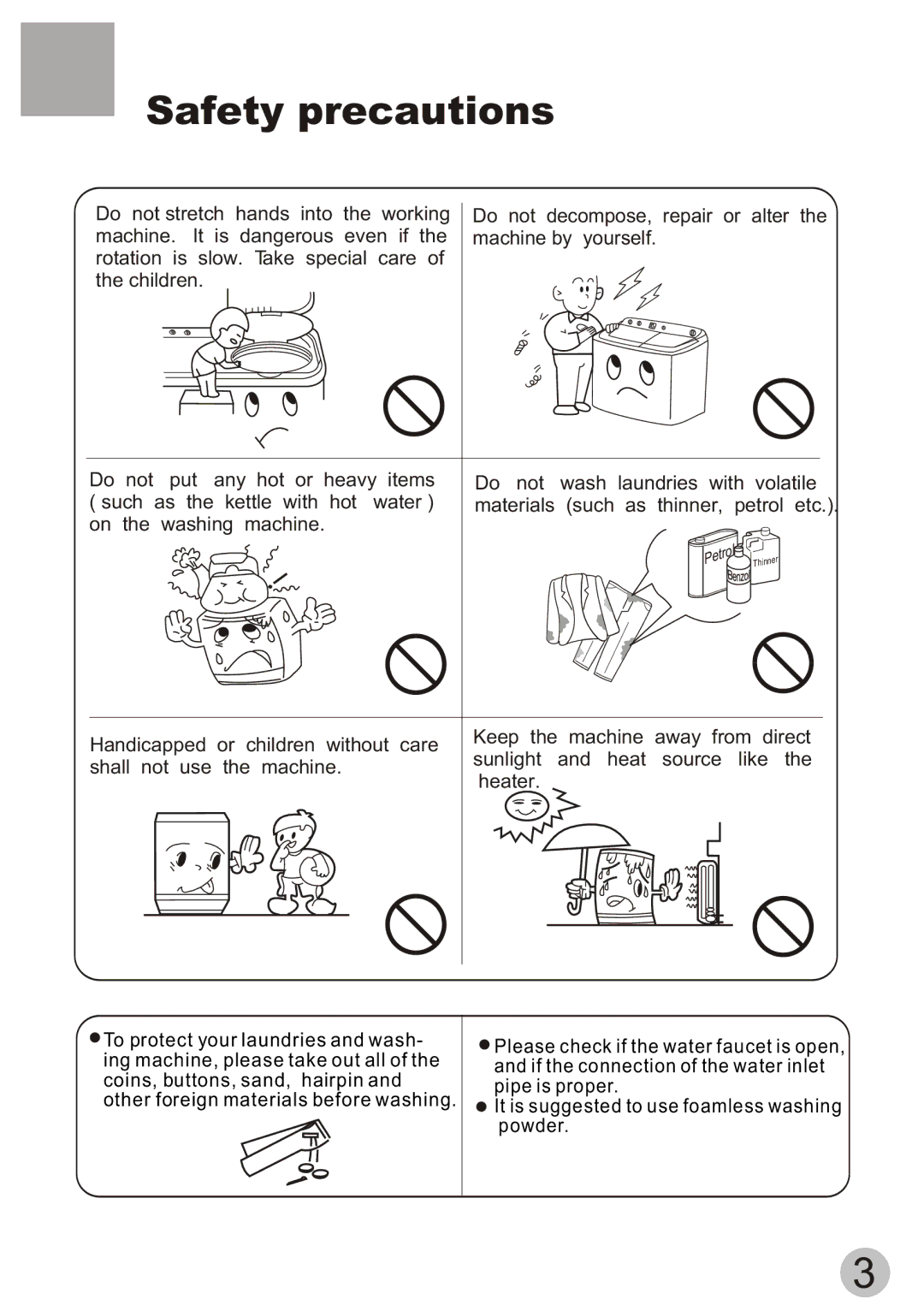 Haier HWM80-113S-Fiji user manual × ¢ Ò â Ê Â Ï î, Safety precautions 