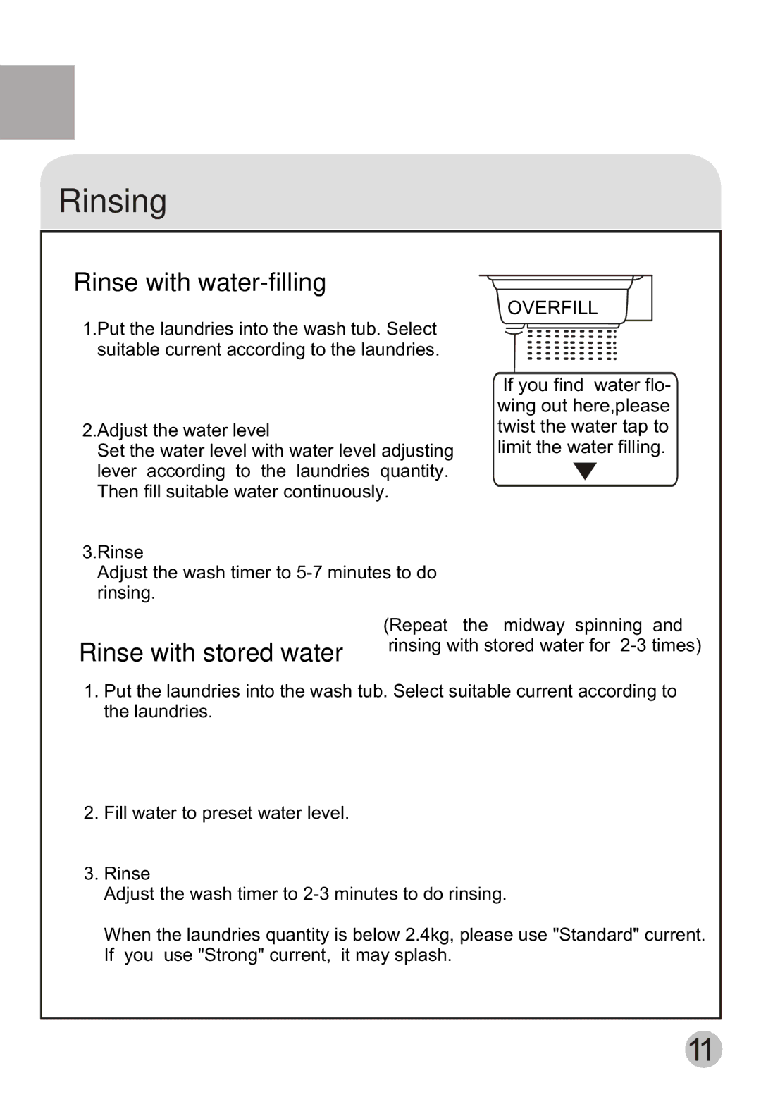 Haier HWM80-113S user manual Rinsing 