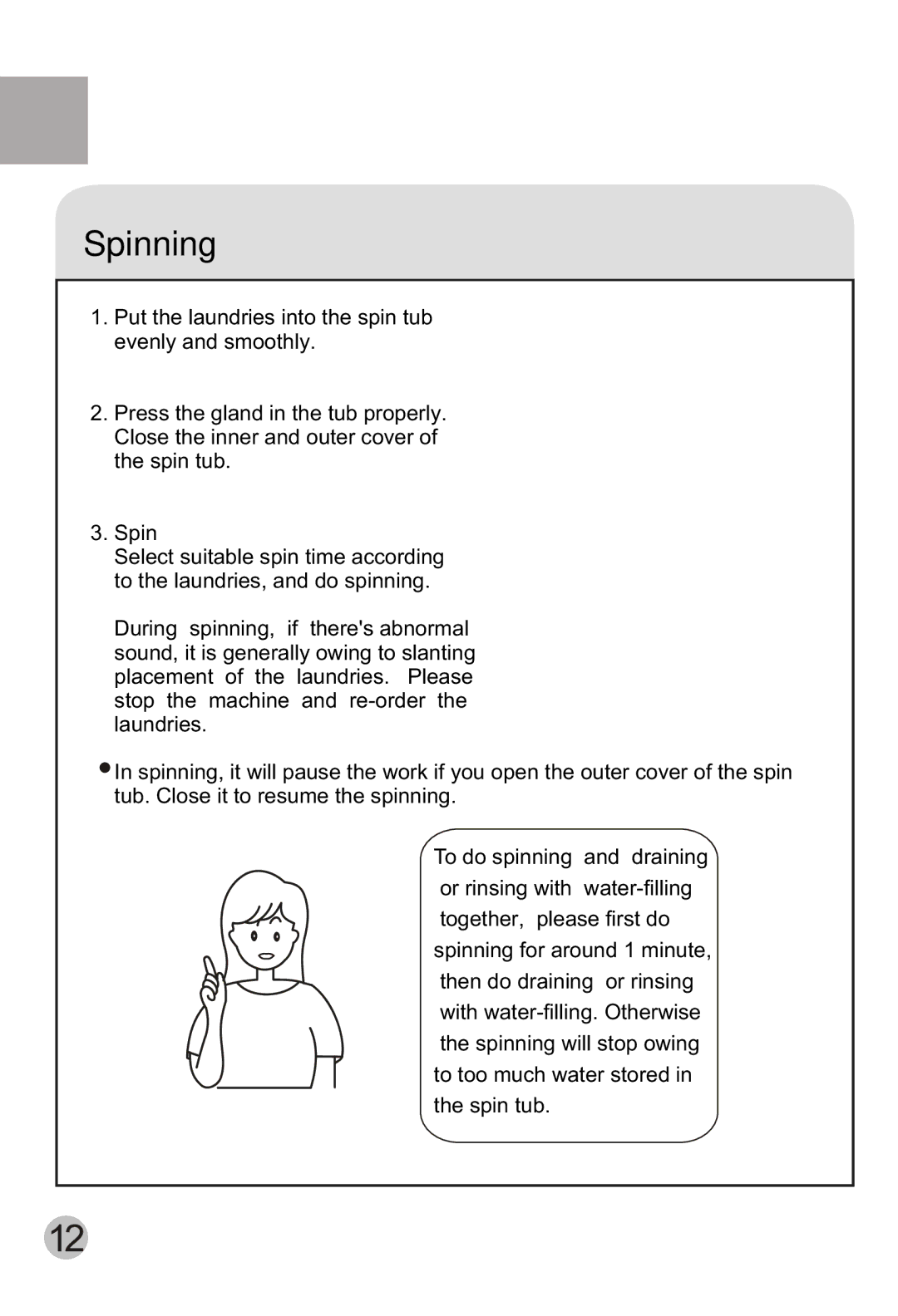 Haier HWM80-113S user manual Spinning 