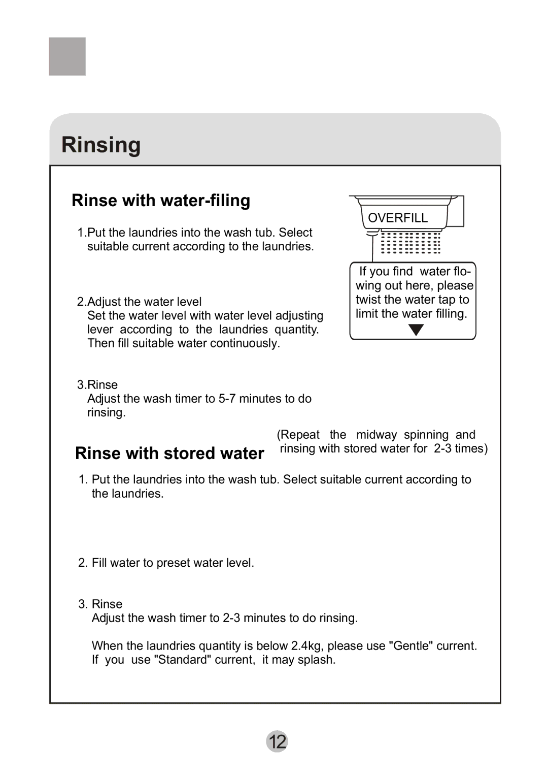 Haier HWM80-27S user manual Rinsing 