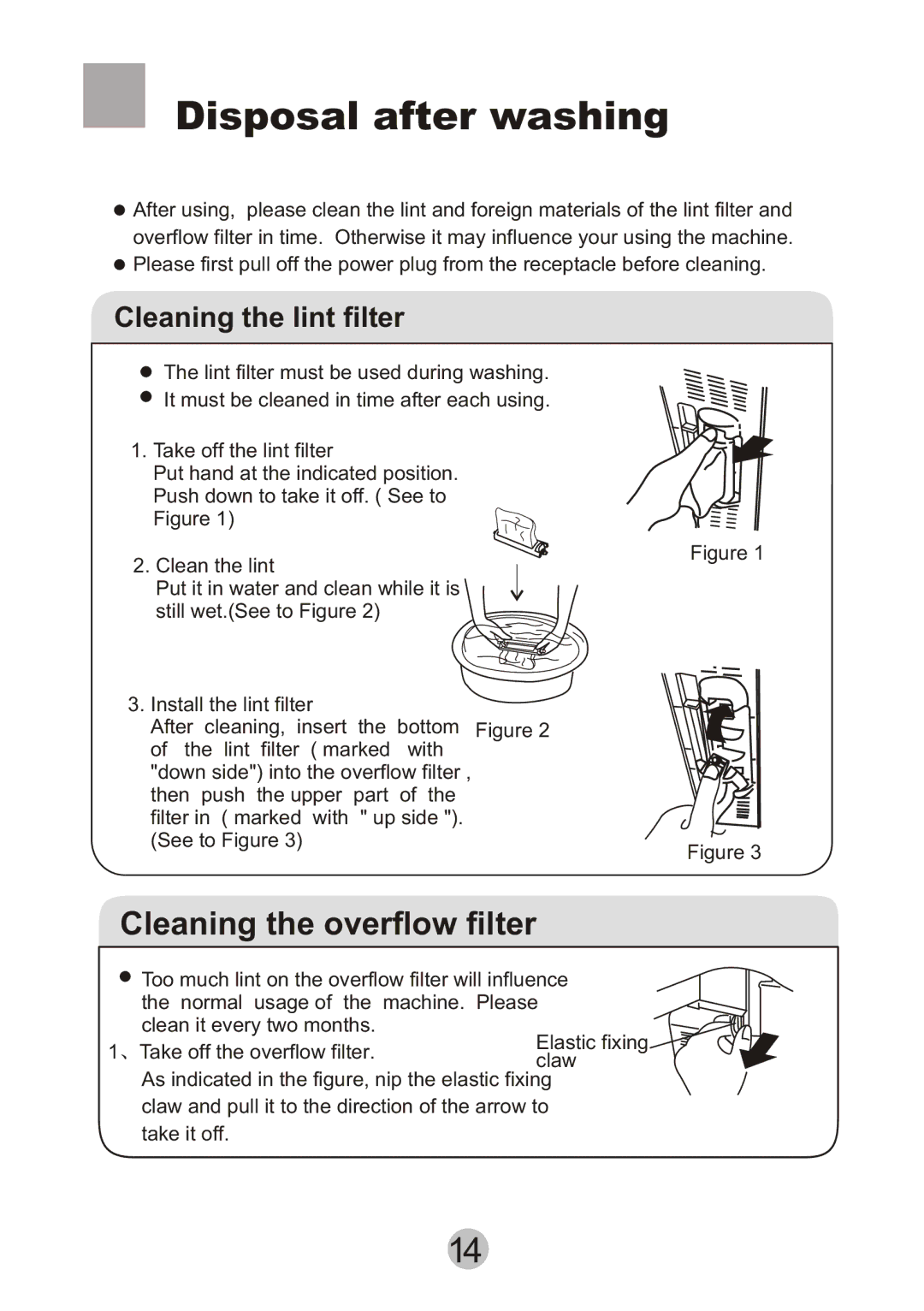 Haier HWM80-27S user manual Disposal after washing, Cleaning the lint filter 