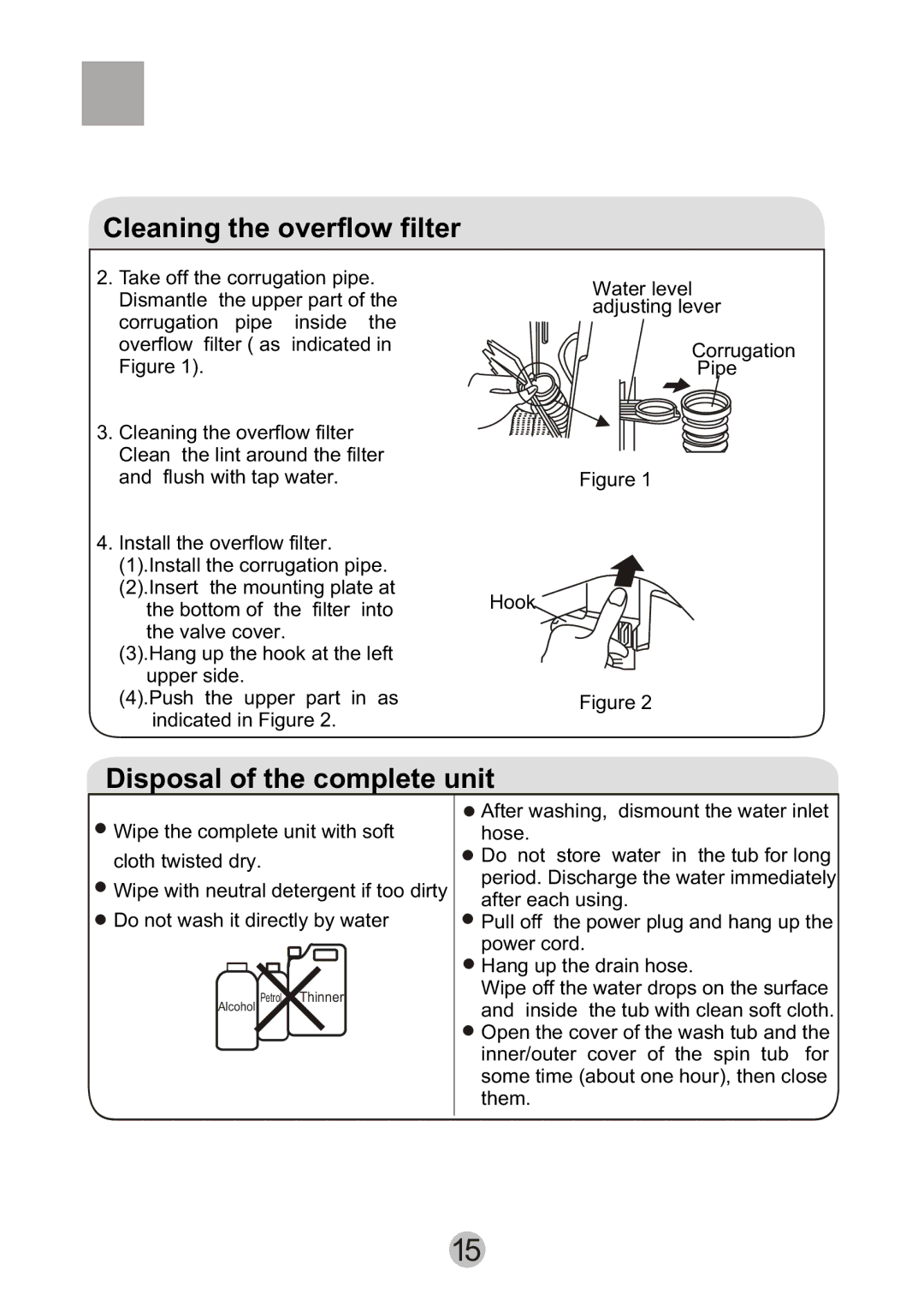 Haier HWM80-27S user manual Cleaning the overflow filter 