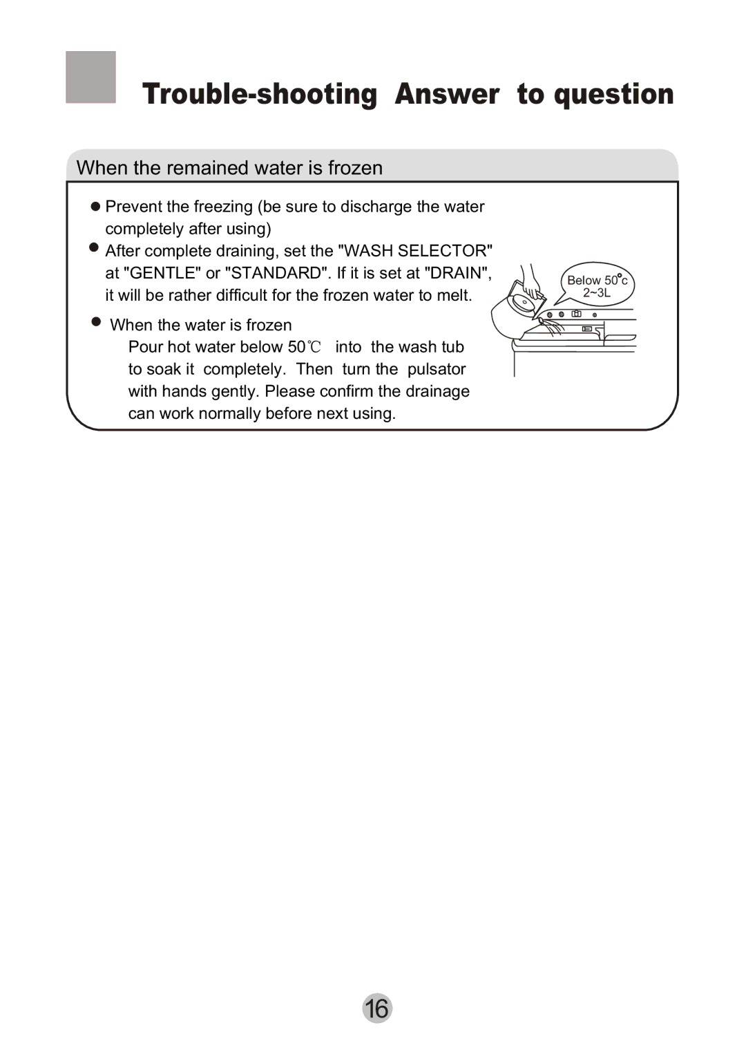 Haier HWM80-27S user manual Trouble-shooting Answer to question 