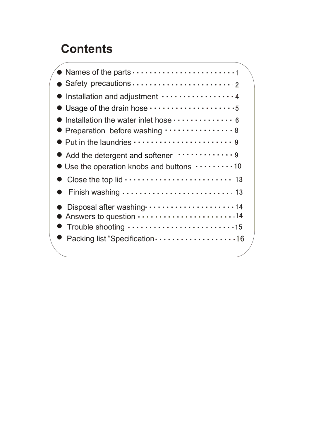 Haier HWM80-68B user manual Contents 