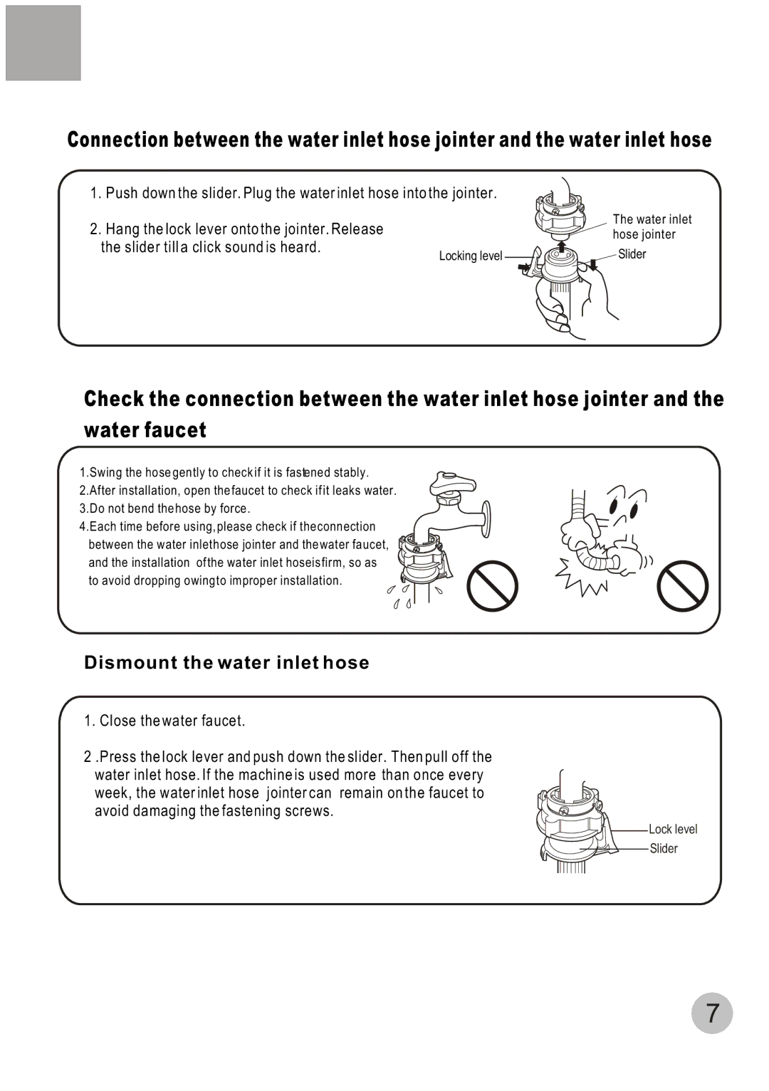 Haier HWM80-68B user manual Dismount the water inlet hose 