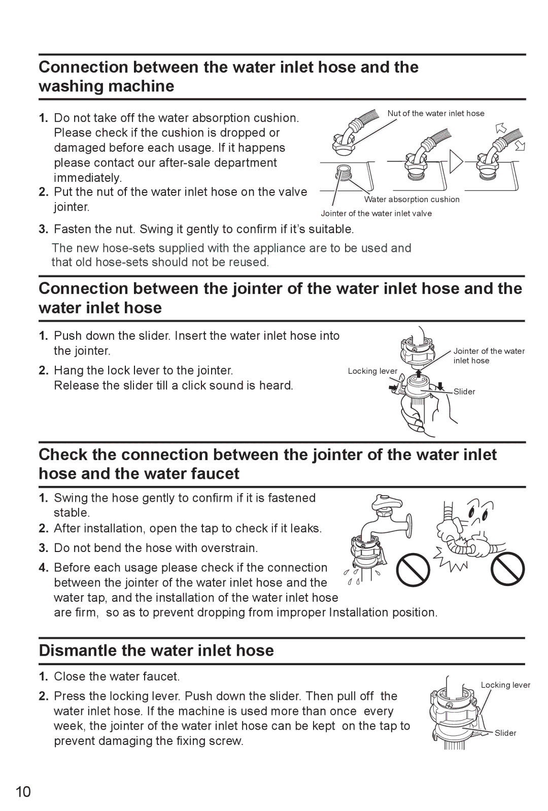 Haier HWM80-928NZP user manual Dismantle the water inlet hose 