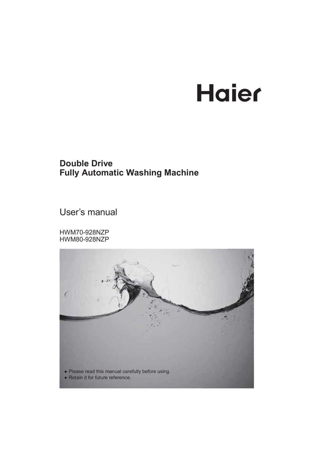 Haier HWM80-928NZP user manual User’s manual 